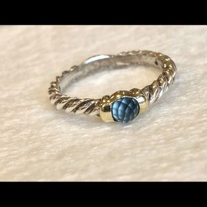 David Yurman stackable ring with blue topaz
